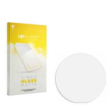 Vorderseite einer Produktverpackung mit dem Markenlogo upscreen. Daneben ist der zugehörige Displayschutz.