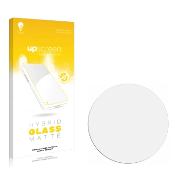 Vorderseite einer Produktverpackung mit dem Markenlogo upscreen. Daneben ist der zugehörige Displayschutz.