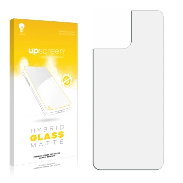 Vorderseite einer Produktverpackung mit dem Markenlogo upscreen. Daneben ist der zugehörige Displayschutz.