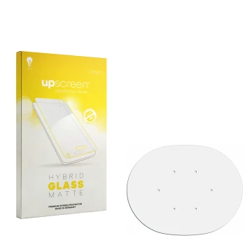 Vorderseite einer Produktverpackung mit dem Markenlogo upscreen. Daneben ist der zugehörige Displayschutz.