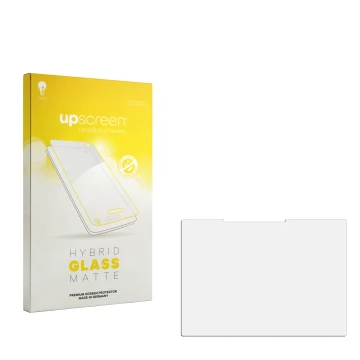 Vorderseite einer Produktverpackung mit dem Markenlogo upscreen. Daneben ist der zugehörige Displayschutz.