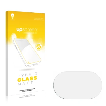 Vorderseite einer Produktverpackung mit dem Markenlogo upscreen. Daneben ist der zugehörige Displayschutz.