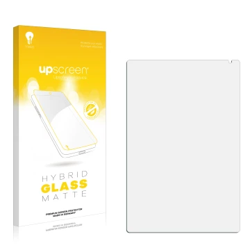 Vorderseite einer Produktverpackung mit dem Markenlogo upscreen. Daneben ist der zugehörige Displayschutz.
