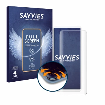 Vorderseite einer Produktverpackung mit dem Markenlogo Savvies. Daneben ist das Gerät SumUp Air mit dem zugehörigen Displaysch