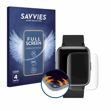 Vorderseite einer Produktverpackung mit dem Markenlogo Savvies. Daneben ist das Gerät Letsfit Fitness Tracker 1.3