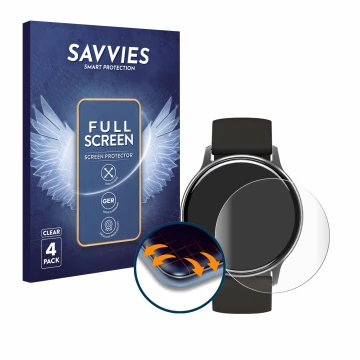 Vorderseite einer Produktverpackung mit dem Markenlogo Savvies. Daneben ist das Gerät Umidigi Uwatch 2S mit dem zugehörigen Di