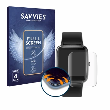 Vorderseite einer Produktverpackung mit dem Markenlogo Savvies. Daneben ist das Gerät Yamay SW021 mit dem zugehörigen Displays