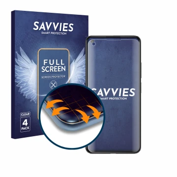 Vorderseite einer Produktverpackung mit dem Markenlogo Savvies. Daneben ist das Gerät Xiaomi Mi 11 Lite mit dem zugehörigen Di