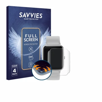 Vorderseite einer Produktverpackung mit dem Markenlogo Savvies. Daneben ist das Gerät GRV FC1 mit dem zugehörigen Displayschut