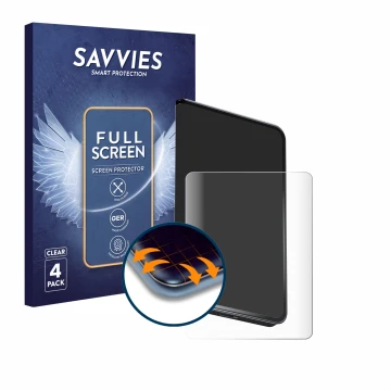 Vorderseite einer Produktverpackung mit dem Markenlogo Savvies. Daneben ist das Gerät Ledger Stax crypto wallet mit dem zugehö