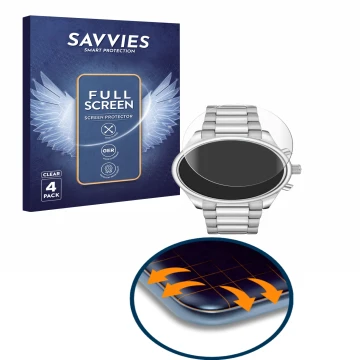 Vorderseite einer Produktverpackung mit dem Markenlogo Savvies. Daneben ist das Gerät Hugo Boss Chronograph 58114171 mit dem z