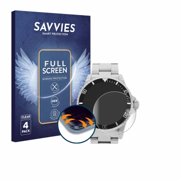 Vorderseite einer Produktverpackung mit dem Markenlogo Savvies. Daneben ist das Gerät Rolex Submariner (no date) mit dem zugeh