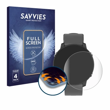 Vorderseite einer Produktverpackung mit dem Markenlogo Savvies. Daneben ist das Gerät Shot Scope G5 GPS Watch mit dem zugehöri