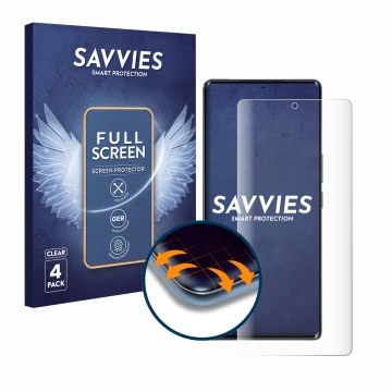 Vorderseite einer Produktverpackung mit dem Markenlogo Savvies. Daneben ist das Gerät Blackview A200 Pro mit dem zugehörigen D