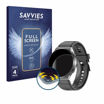 Vorderseite einer Produktverpackung mit dem Markenlogo Savvies. Daneben ist das Gerät Kardena Care Pro 2 (rund) mit dem zugehö