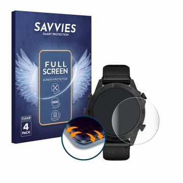 Vorderseite einer Produktverpackung mit dem Markenlogo Savvies. Daneben ist das Gerät Garmin Marq Commander Gen 2 mit dem zuge