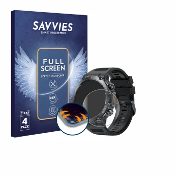 Vorderseite einer Produktverpackung mit dem Markenlogo Savvies. Daneben ist das Gerät GaWear K56-PRO 1.39