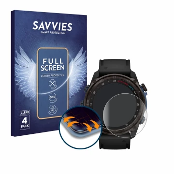 Vorderseite einer Produktverpackung mit dem Markenlogo Savvies. Daneben ist das Gerät Garmin Descent Mk3i (51 mm) mit dem zuge