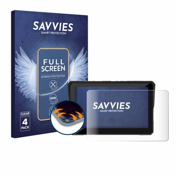 Vorderseite einer Produktverpackung mit dem Markenlogo Savvies. Daneben ist das Gerät Carpuride W502 5