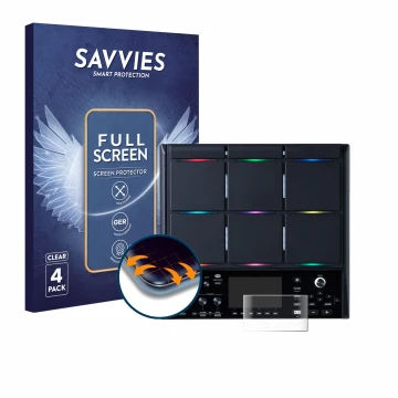 Vorderseite einer Produktverpackung mit dem Markenlogo Savvies. Daneben ist das Gerät Roland SPD-SX PRO mit dem zugehörigen Di