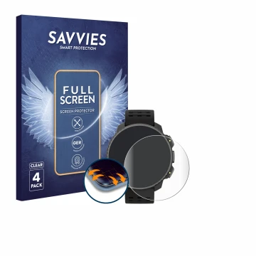 Vorderseite einer Produktverpackung mit dem Markenlogo Savvies. Daneben ist das Gerät Suunto Vertical Solar mit dem zugehörige