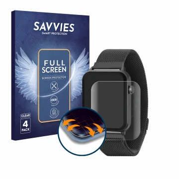 Vorderseite einer Produktverpackung mit dem Markenlogo Savvies. Daneben ist das Gerät Reflex Active Series 30 AMOLED mit dem z