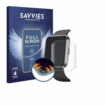 Vorderseite einer Produktverpackung mit dem Markenlogo Savvies. Daneben ist das Gerät Fitpolo ID208 PLUS 1.8
