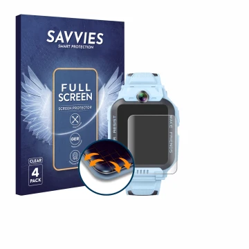 Vorderseite einer Produktverpackung mit dem Markenlogo Savvies. Daneben ist das Gerät Imoo Watch Phone Z7 mit dem zugehörigen 