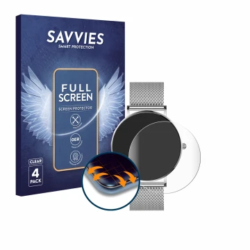 Vorderseite einer Produktverpackung mit dem Markenlogo Savvies. Daneben ist das Gerät Watcho Ultra Pro mit dem zugehörigen Dis