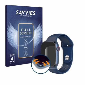Vorderseite einer Produktverpackung mit dem Markenlogo Savvies. Daneben ist das Gerät KSIX Urban 4 mit dem zugehörigen Display