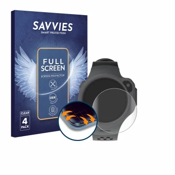 Vorderseite einer Produktverpackung mit dem Markenlogo Savvies. Daneben ist das Gerät myFirst Fone R1 mit dem zugehörigen Disp