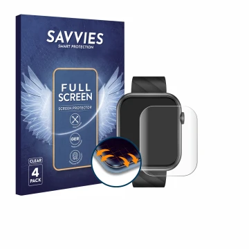 Vorderseite einer Produktverpackung mit dem Markenlogo Savvies. Daneben ist das Gerät Bekomiya Smartwatch 2