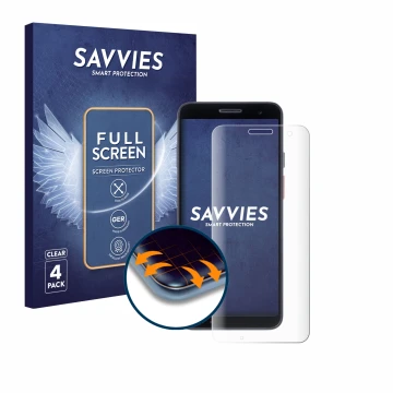 Vorderseite einer Produktverpackung mit dem Markenlogo Savvies. Daneben ist das Gerät Honeywell CT37 mit dem zugehörigen Displ