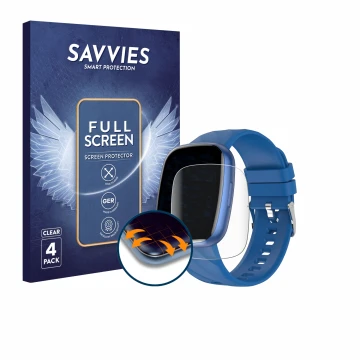 Vorderseite einer Produktverpackung mit dem Markenlogo Savvies. Daneben ist das Gerät CATGIFF S60K mit dem zugehörigen Display