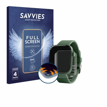 Vorderseite einer Produktverpackung mit dem Markenlogo Savvies. Daneben ist das Gerät Reflex Active SERIES 40 1.85