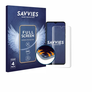 Vorderseite einer Produktverpackung mit dem Markenlogo Savvies. Daneben ist das Gerät ZTE Nubia Neo mit dem zugehörigen Displa