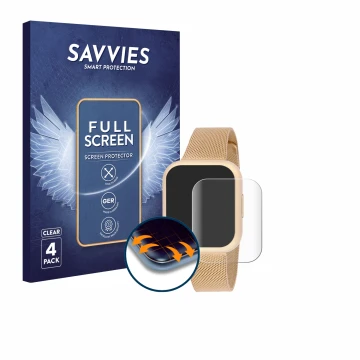 Vorderseite einer Produktverpackung mit dem Markenlogo Savvies. Daneben ist das Gerät Liu Jo Smartwatch Voice Mini mit dem zug
