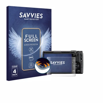 Vorderseite einer Produktverpackung mit dem Markenlogo Savvies. Daneben ist das Gerät Ricoh GR IV 2025 mit dem zugehörigen Dis