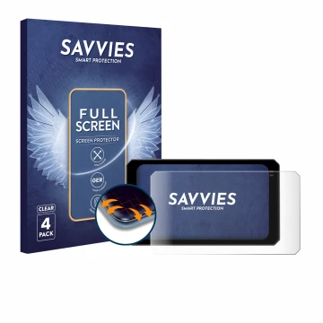 Vorderseite einer Produktverpackung mit dem Markenlogo Savvies. Daneben ist das Gerät Chigee AIO-6 Max mit dem zugehörigen Dis