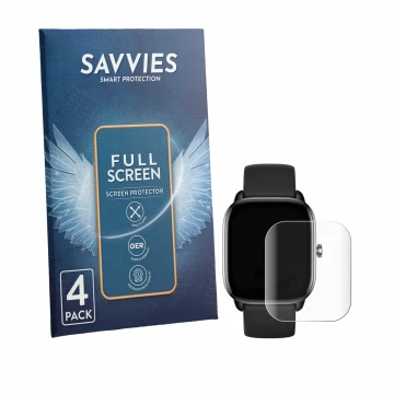 Vorderseite einer Produktverpackung mit dem Markenlogo Savvies. Daneben ist das Gerät Sector Smartwatch S-07 mit dem zugehörig