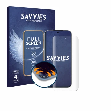 Vorderseite einer Produktverpackung mit dem Markenlogo Savvies. Daneben ist das Gerät Xiaomi Poco F8 Ultra mit dem zugehörigen