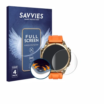 Vorderseite einer Produktverpackung mit dem Markenlogo Savvies. Daneben ist das Gerät Doogee Anywise W1 mit dem zugehörigen Di