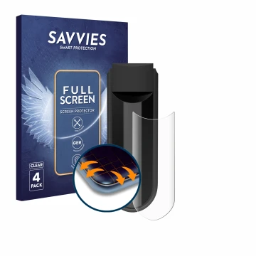 Vorderseite einer Produktverpackung mit dem Markenlogo Savvies. Daneben ist das Gerät Vorwerk Kobold VK7 mit dem zugehörigen D