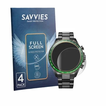 Vorderseite einer Produktverpackung mit dem Markenlogo Savvies. Daneben ist das Gerät Citizen Attesa Eco-Drive mit dem zugehör
