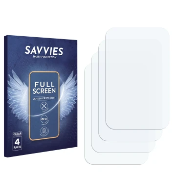 Vorderseite einer Produktverpackung mit dem Markenlogo Savvies. Daneben ist der zugehörige Displayschutz.