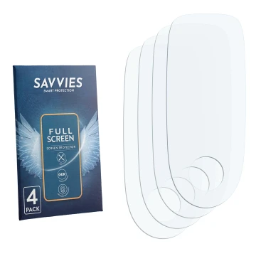 Vorderseite einer Produktverpackung mit dem Markenlogo Savvies. Daneben ist der zugehörige Displayschutz.