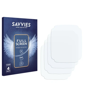 Vorderseite einer Produktverpackung mit dem Markenlogo Savvies. Daneben ist der zugehörige Displayschutz.