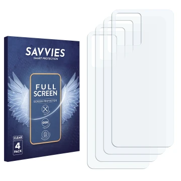 Vorderseite einer Produktverpackung mit dem Markenlogo Savvies. Daneben ist der zugehörige Displayschutz.