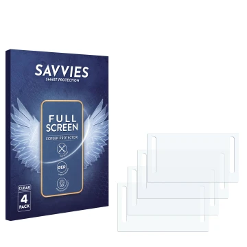 Vorderseite einer Produktverpackung mit dem Markenlogo Savvies. Daneben ist der zugehörige Displayschutz.