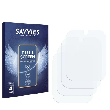 Vorderseite einer Produktverpackung mit dem Markenlogo Savvies. Daneben ist der zugehörige Displayschutz.